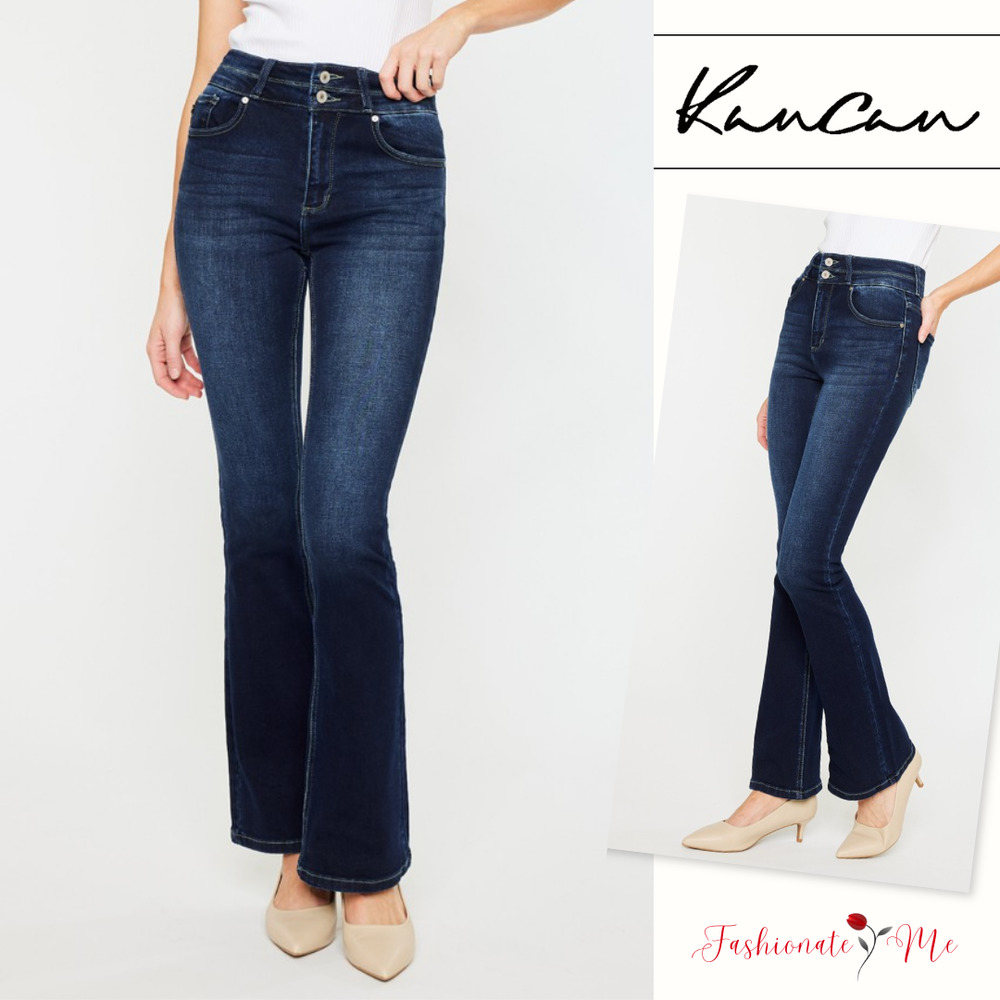 SOLD.  KANCAN High Rise Wide Waistband Skinny Bootcut Jeans